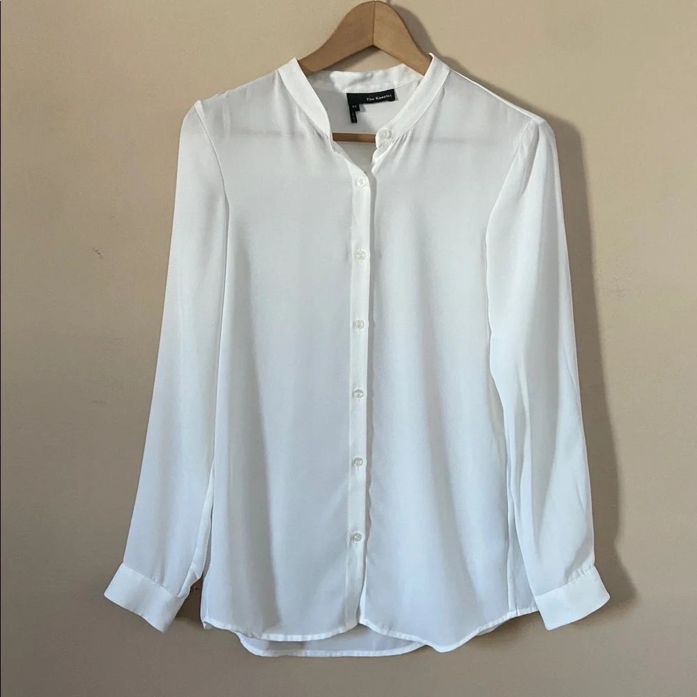 The Kooples White Semi-Sheer Button Front White XS